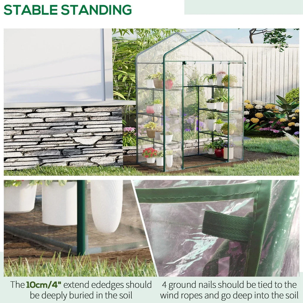 Walk In Greenhouse Grow House Plants Protector Reinforced PVC Cover 4 Shelves — alternate product view 9