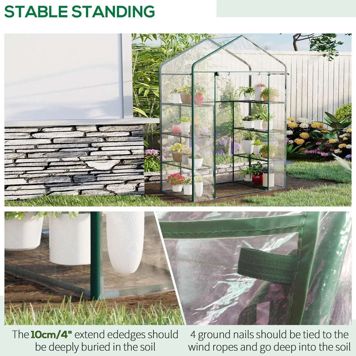 Walk In Greenhouse Grow House Plants Protector Reinforced PVC Cover 4 Shelves — alternate product view 9