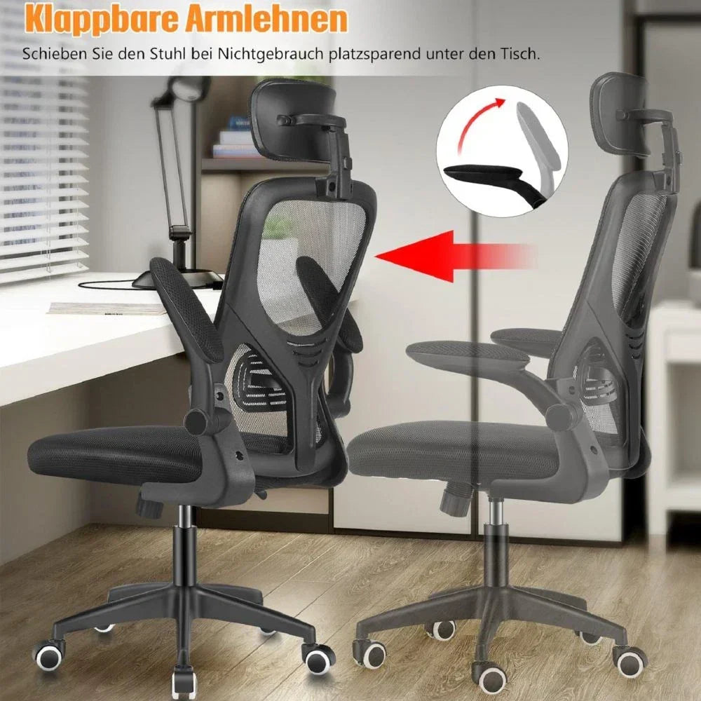 Mesh Office Chair with Adjustable Headrest, Ergonomic Swivel Computer Chair — alternate product view 3