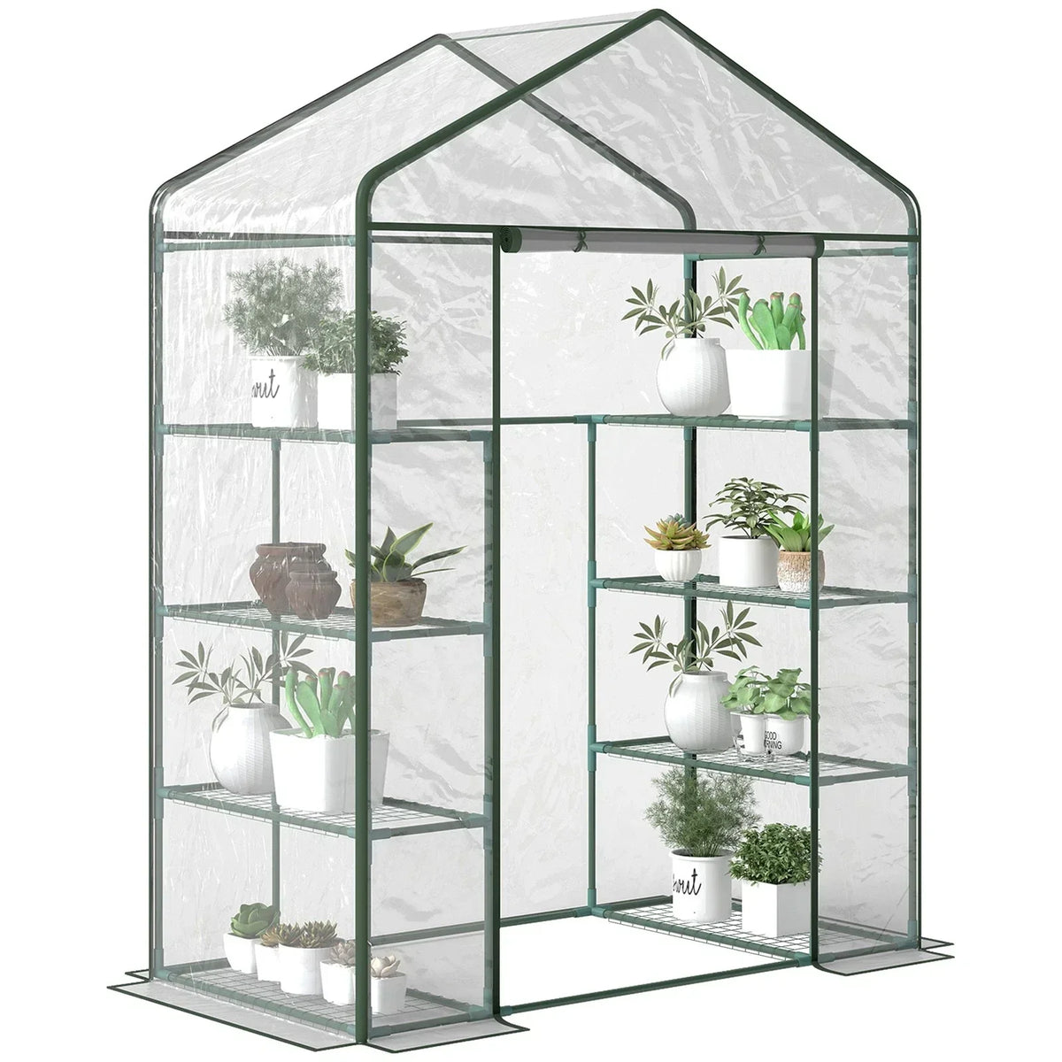 Walk In Greenhouse Grow House Plants Protector Reinforced PVC Cover 4 Shelves — alternate product view 3