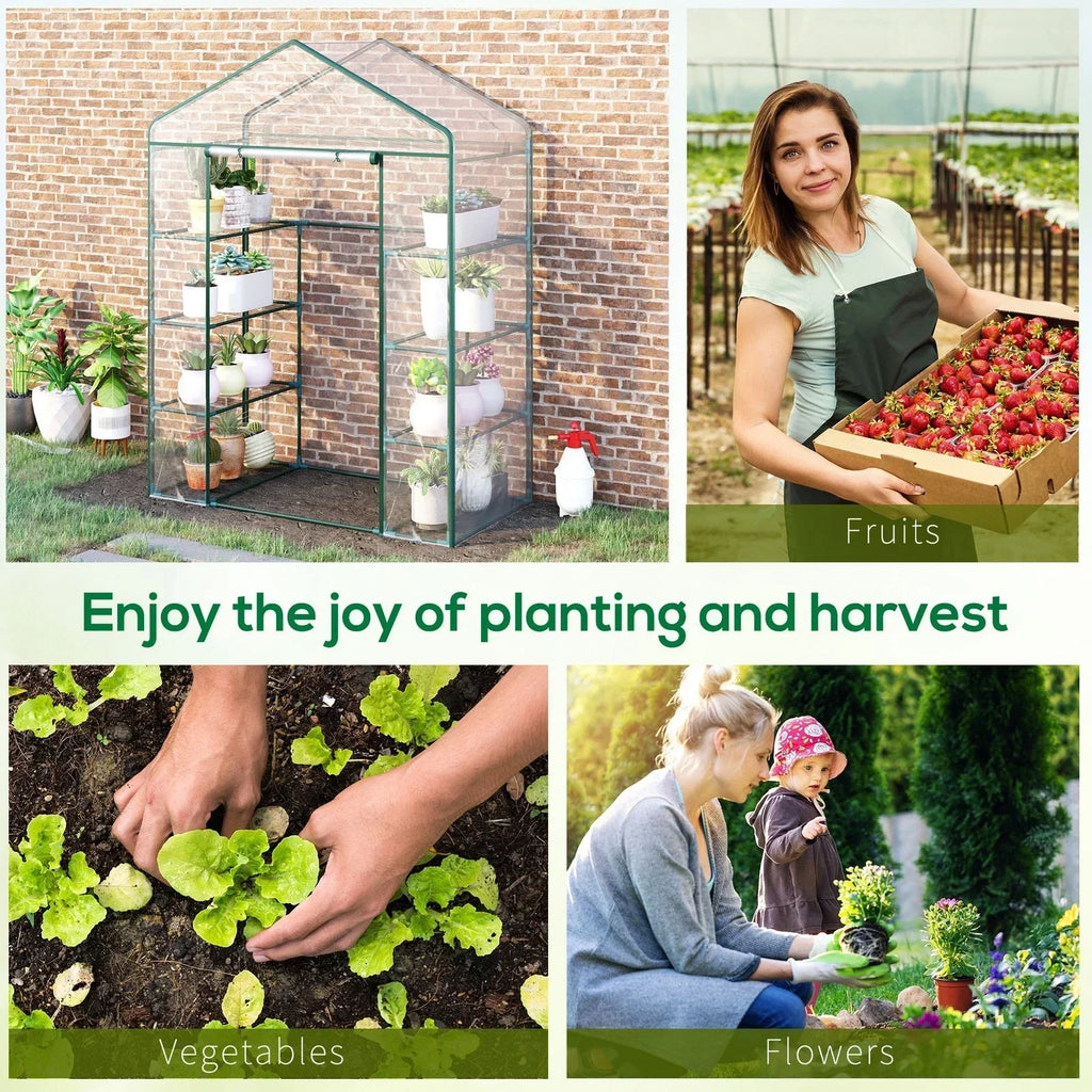 Walk In Greenhouse Grow House Plants Protector Reinforced PVC Cover 4 Shelves — alternate product view 5