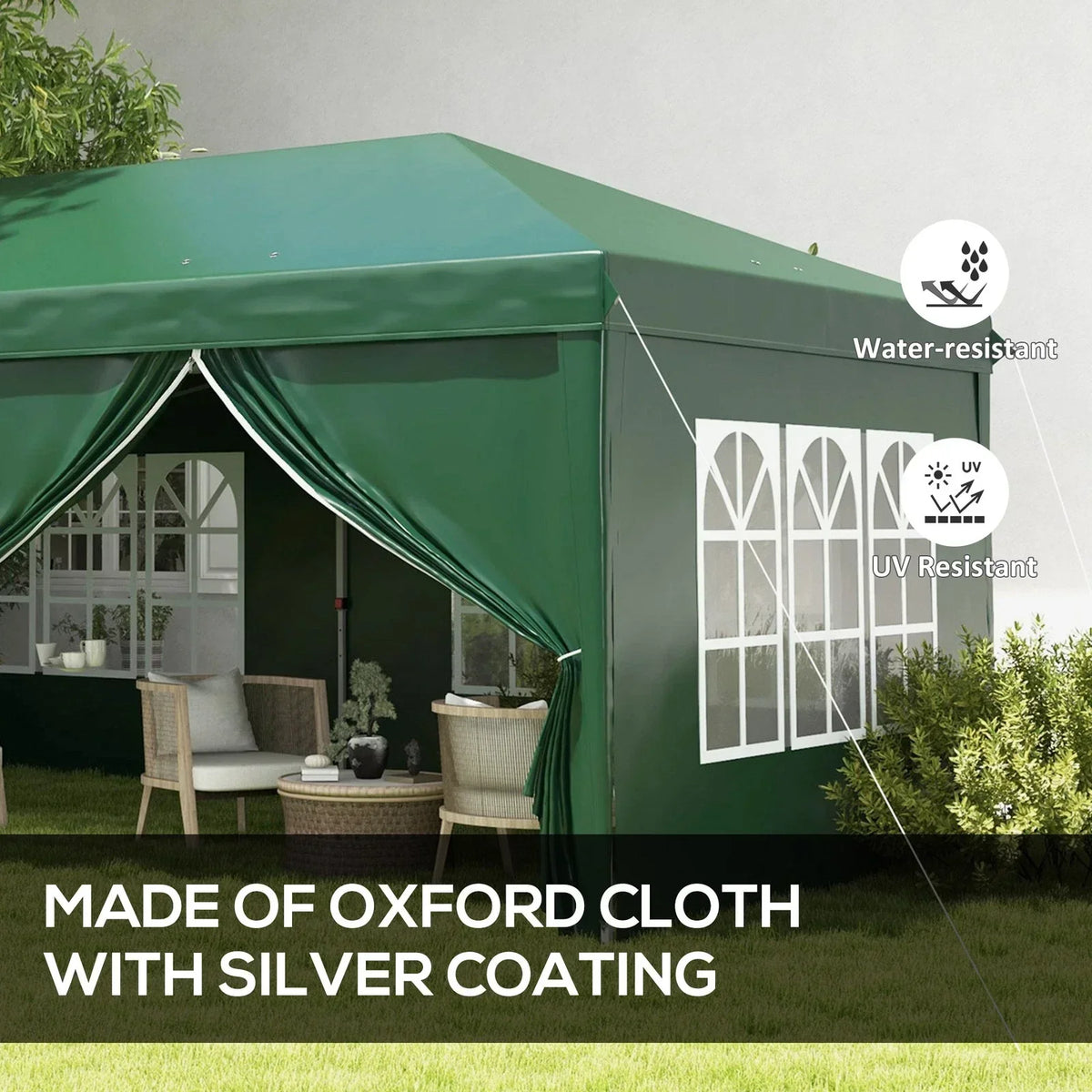 3x6m Pop Up Gazebo Party Tent Canopy Marquee with Storage Bag Green — alternate product view 5