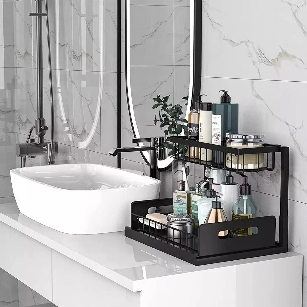 L-Shaped Under-Sink Pull-Out Organiser — 2 Tier — alternate product view 10