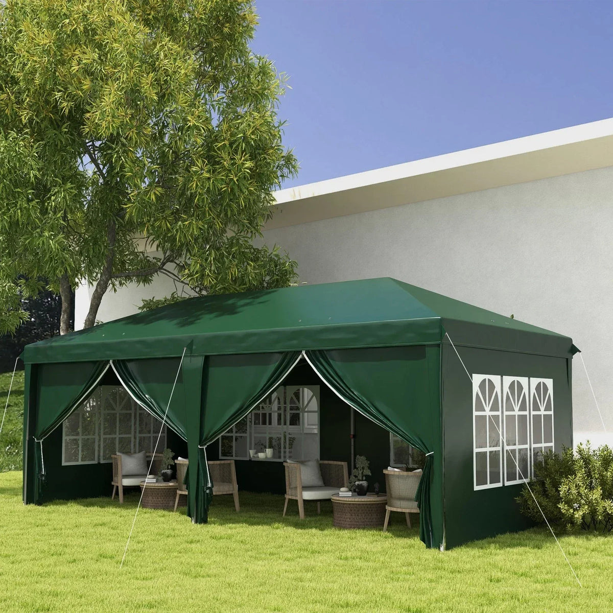 3x6m Pop Up Gazebo Party Tent Canopy Marquee with Storage Bag Green — alternate product view 3
