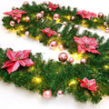 9FT Pre Lit Christmas Garland LED Lights Wreath Xmas Decorations Christmas Balls — Pink — product view