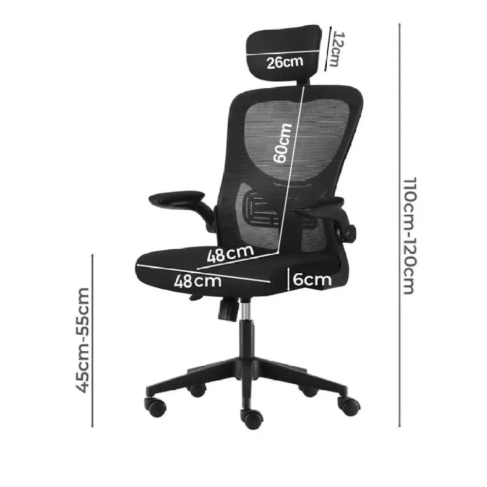 Mesh Office Chair with Adjustable Headrest, Ergonomic Swivel Computer Chair — on a clean white background
