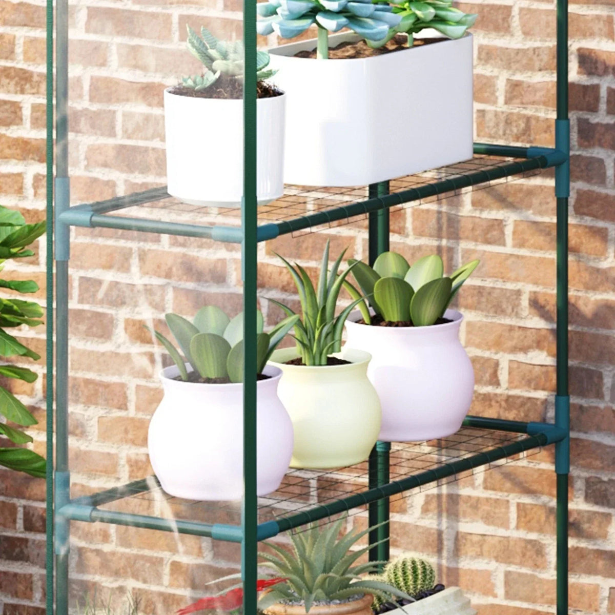 Walk In Greenhouse Grow House Plants Protector Reinforced PVC Cover 4 Shelves — alternate product view 6