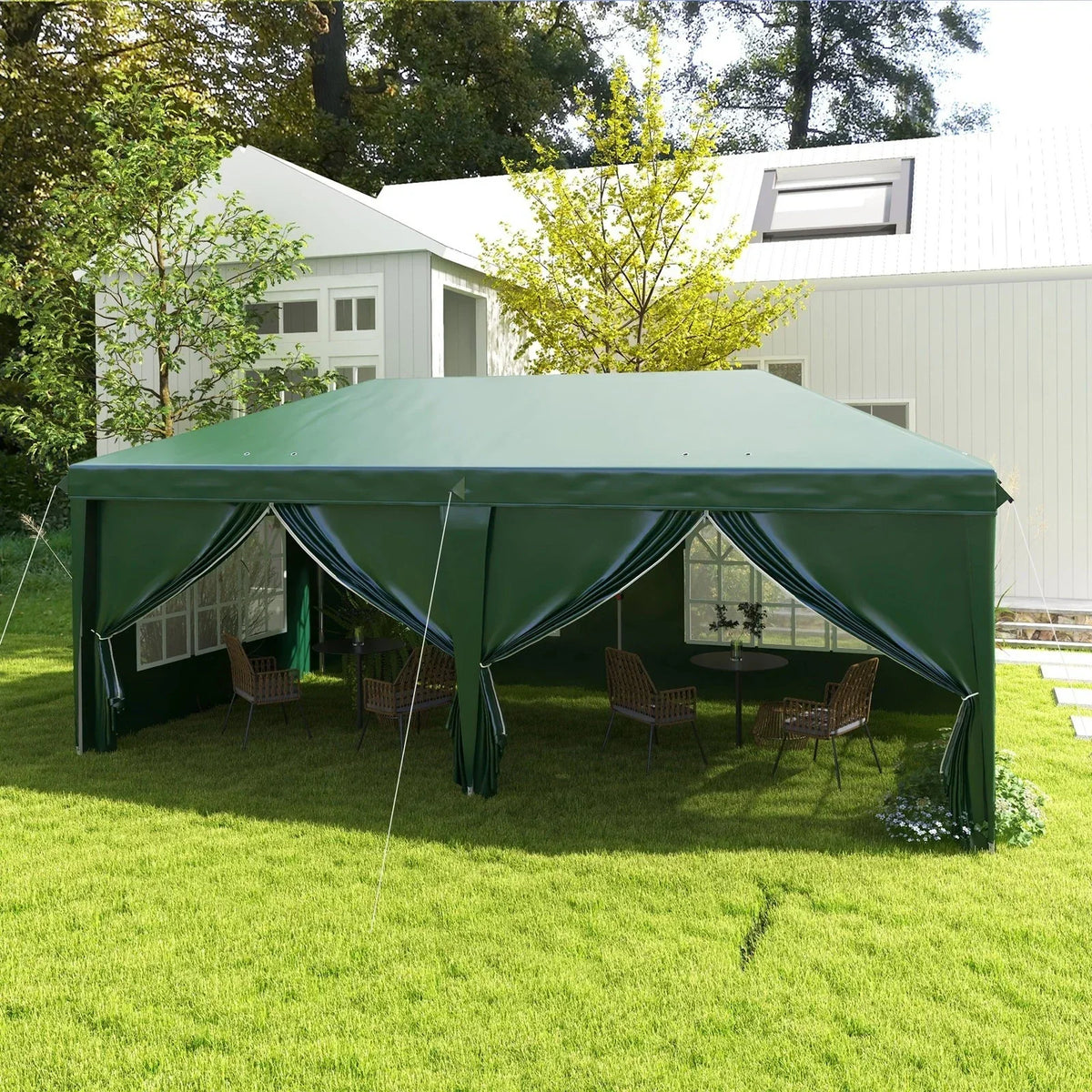 3x6m Pop Up Gazebo Party Tent Canopy Marquee with Storage Bag Green — alternate product view 2