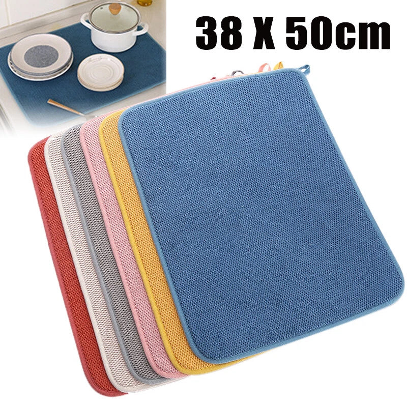 Large Microfibre Dish Drying Mat — 50 × 38 cm — Blue — main product view