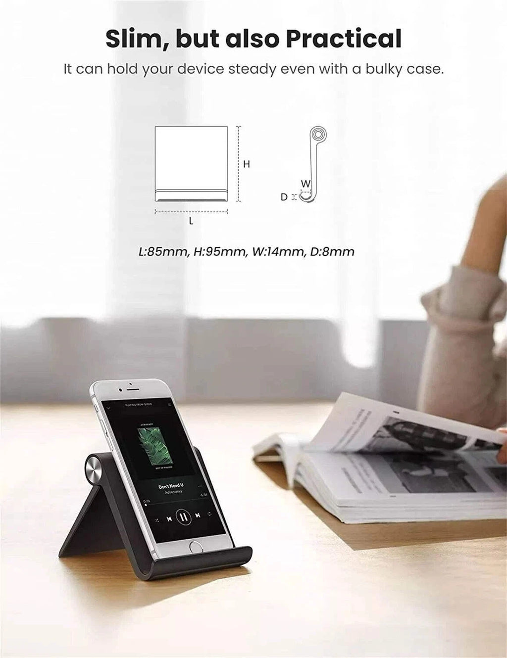Foldable Adjustable Phone & Mini-Tablet Stand — alternate product view 4