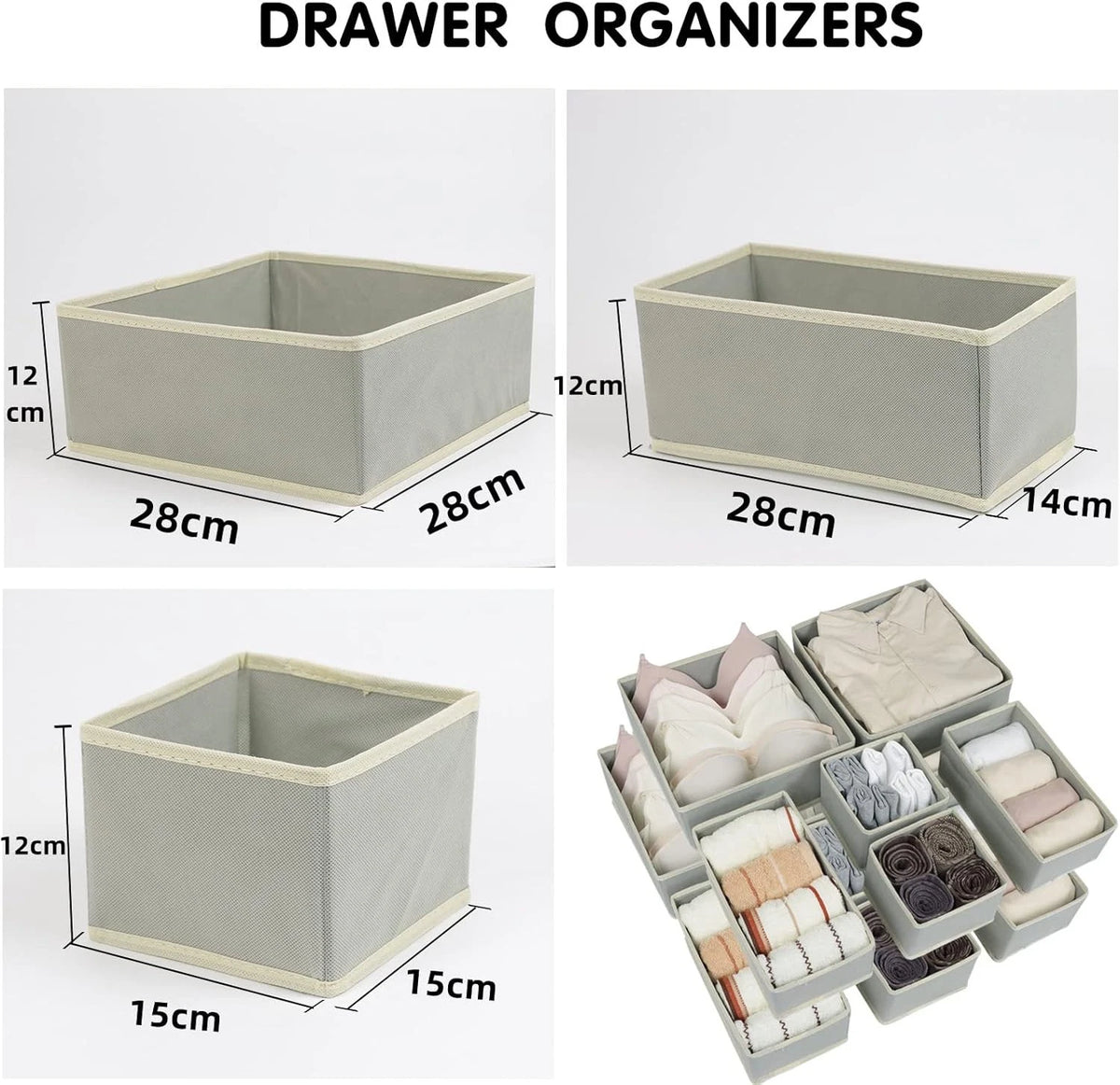 Foldable Fabric Drawer Organisers — 12 Pack — alternate product view 3