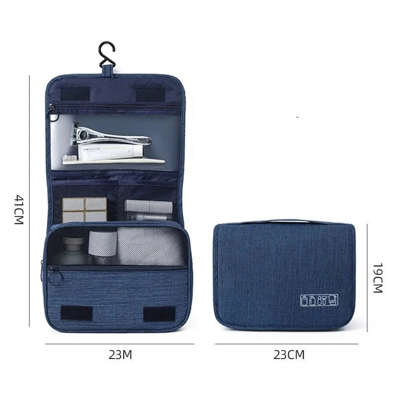 Hanging Travel Toiletry Bag with Hook — on a clean white background