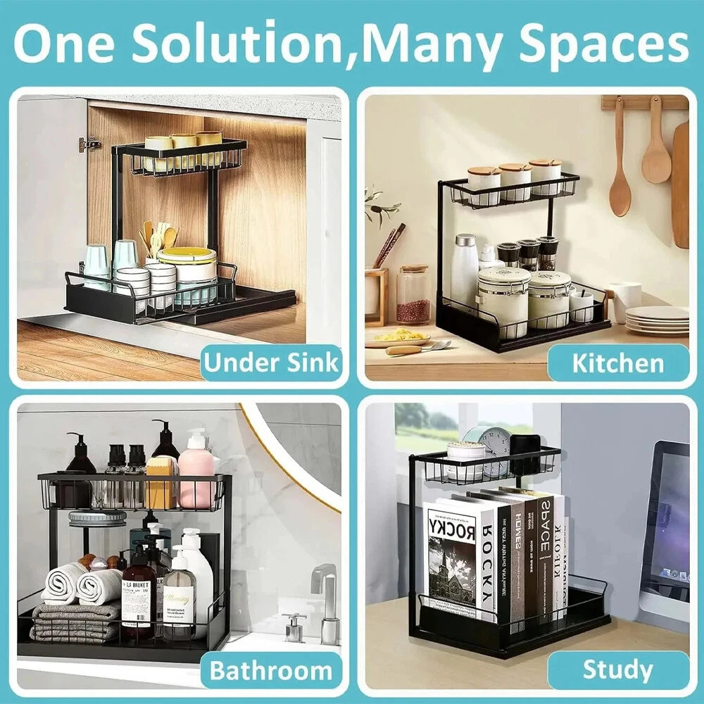 L-Shaped Under-Sink Pull-Out Organiser — 2 Tier — alternate product view 12