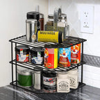 Three-Tier Corner Cupboard Plate Rack — Black — main product view
