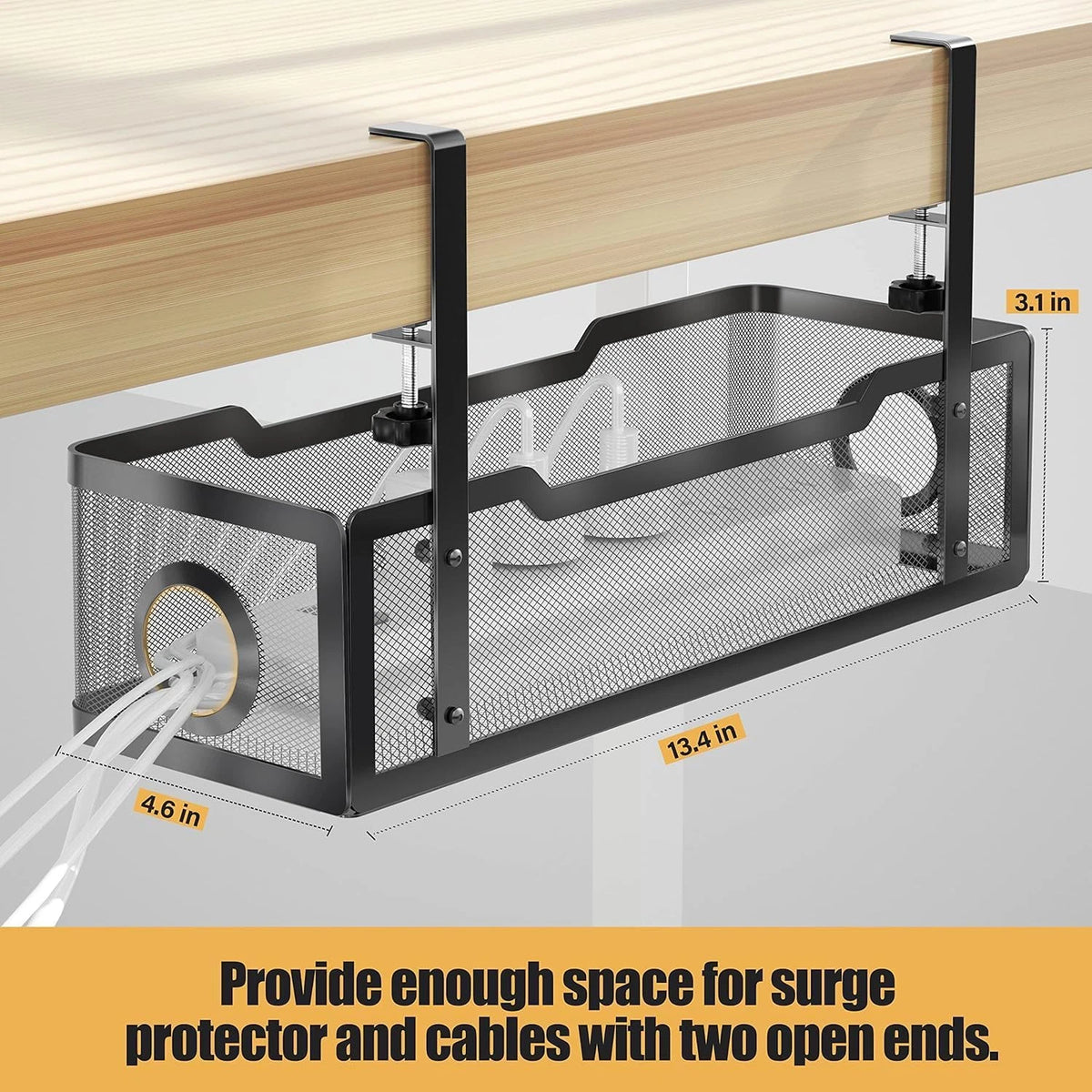 Clamp-On Under-Desk Cable Management Tray — alternate product view 2