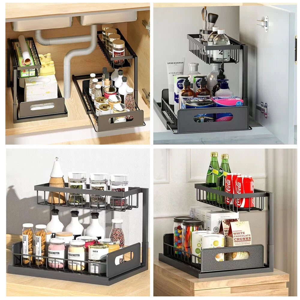 L-Shaped Under-Sink Pull-Out Organiser — 2 Tier — alternate product view 6