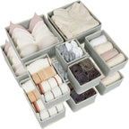 Foldable Fabric Drawer Organisers — 12 Pack — on a clean white background