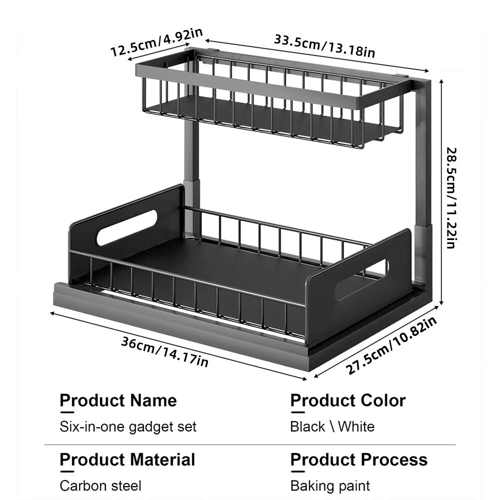 L-Shaped Under-Sink Pull-Out Organiser — 2 Tier — alternate product view 11