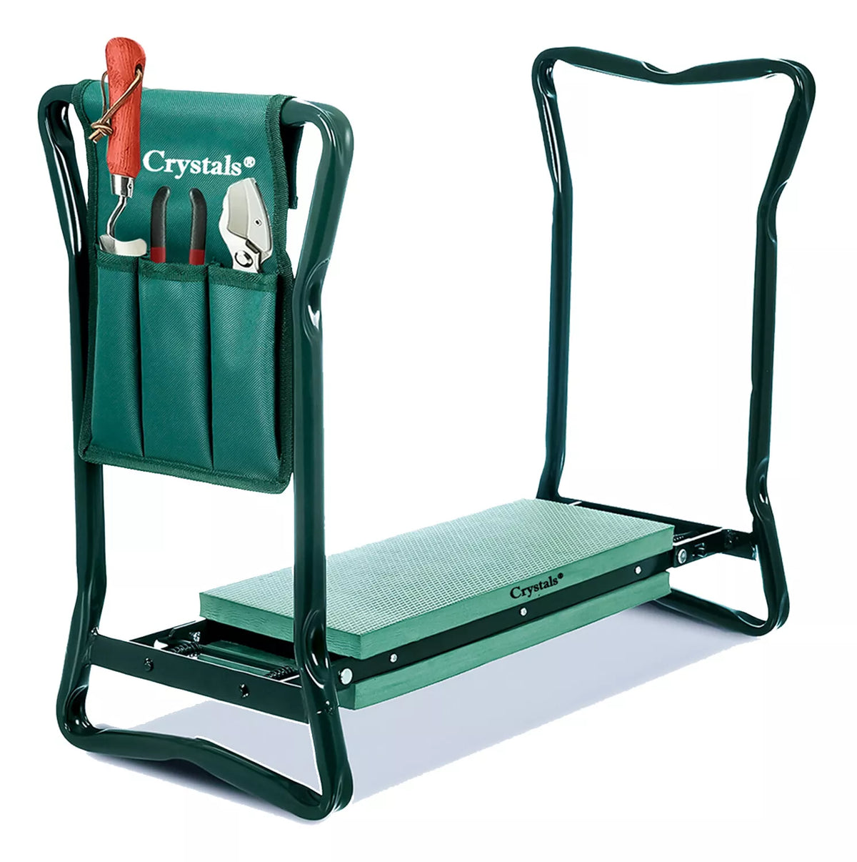 Folding Garden Kneeler & Seat with Tool Pouch — on a clean white background