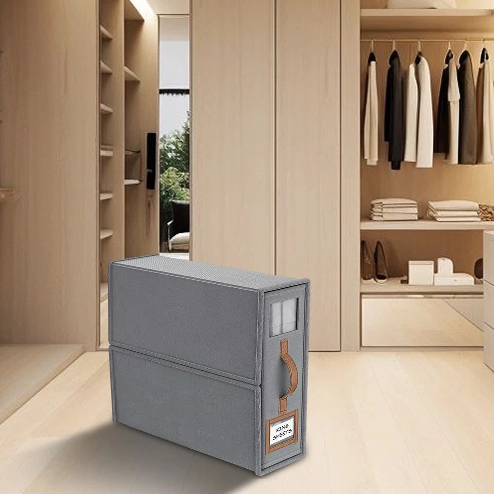Foldable Bed-Sheet Organiser Boxes — 4 Pack — Black — product view