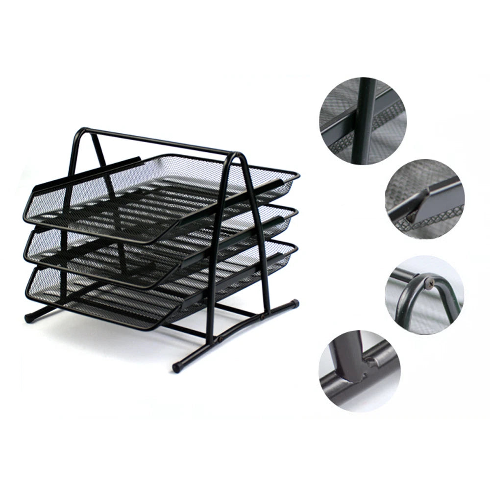 Metal Mesh A4 Desk File & Document Organiser — on a clean white background