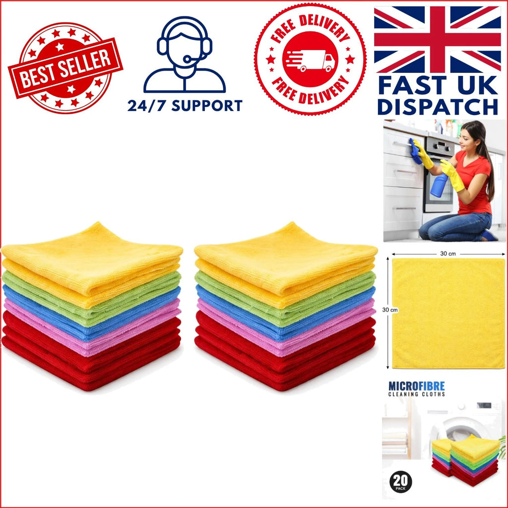 Reusable Microfibre Cleaning Cloths — 20 Pack, 30 × 30 cm — alternate product view 2