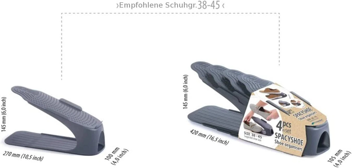 Adjustable Shoe Slot Space-Saver Racks — 4 Pack — on a clean white background