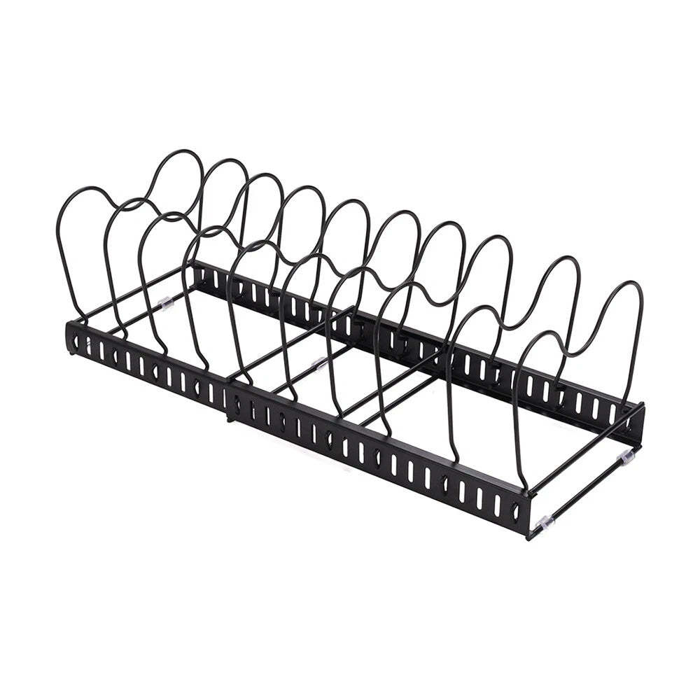 Duplicate Review — Expandable Pan & Lid Organiser Rack — 10 Dividers — on a clean white background