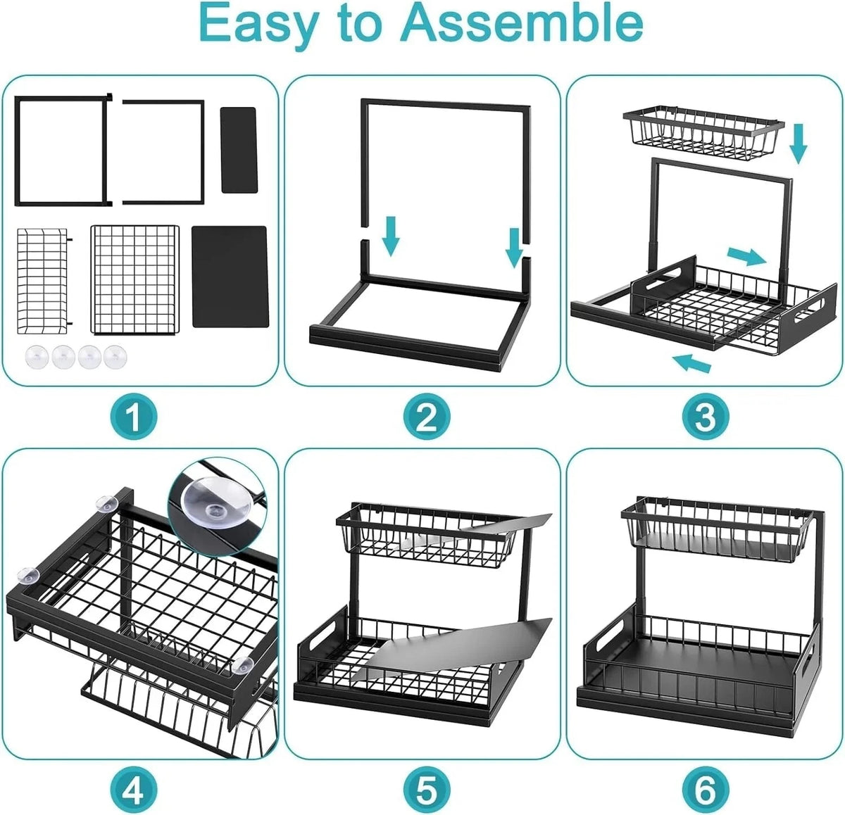 L-Shaped Under-Sink Pull-Out Organiser — 2 Tier — alternate product view 5