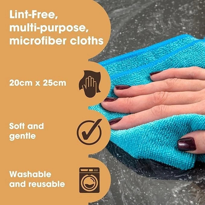 Reusable Microfibre Cleaning Cloths — 10 or 20 Pack — 20 Pack — product view