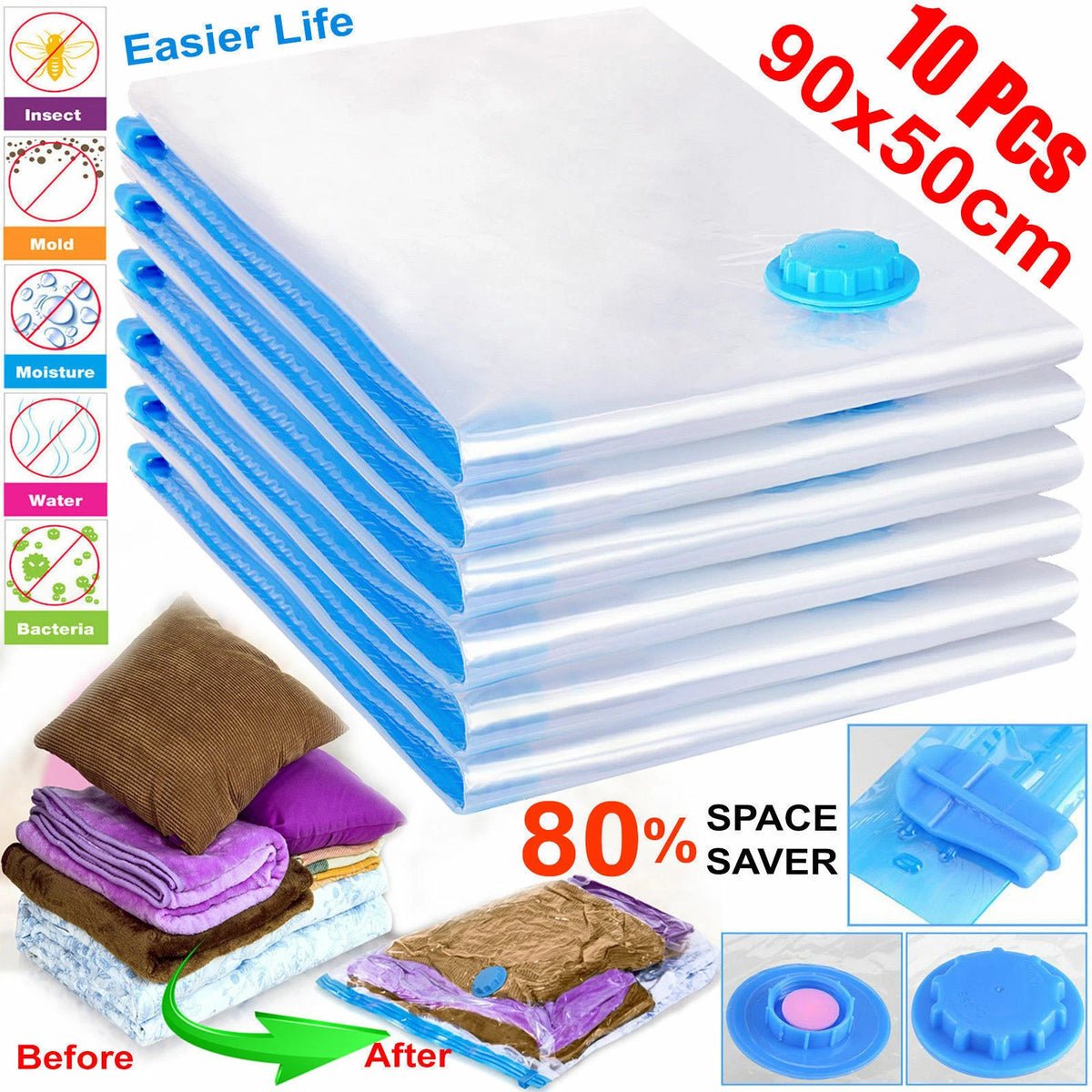 Vacuum Storage Bags — 10 Pack — Extra Large — 130 × 100 cm — product view
