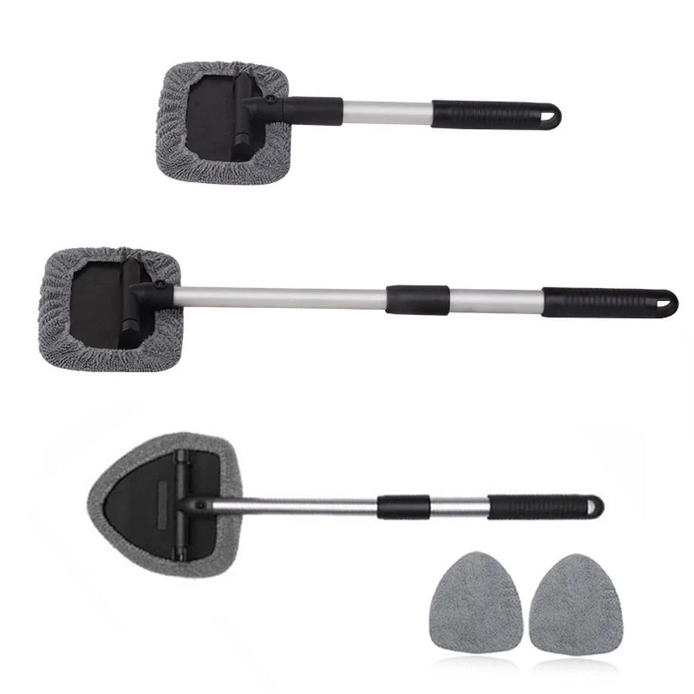 Extendable Windscreen Cleaning Tool with Washable Pads — on a clean white background