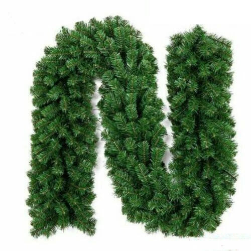 9FT Pre Lit Christmas Garland LED Lights Wreath Xmas Decorations Christmas Balls — Plain Green — product view