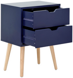 Nyborg Single 2 Drawer Bedside Cabinet Lamp Table Nightstand Blue — alternate product view 5