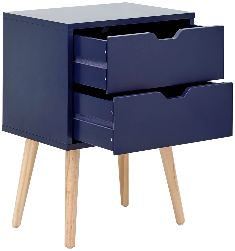Nyborg Single 2 Drawer Bedside Cabinet Lamp Table Nightstand Blue — alternate product view 5