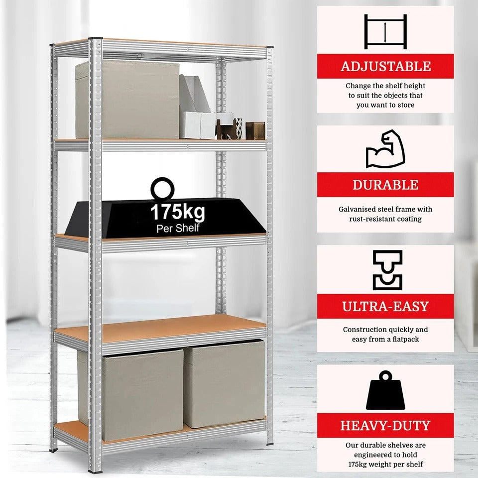 5 Tier Racking Shelf Heavy Duty Garage Shelving Storage Shelves Unit, 3 sizes — alternate product view 4