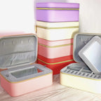 Faux leather travel jewellery storage case open view